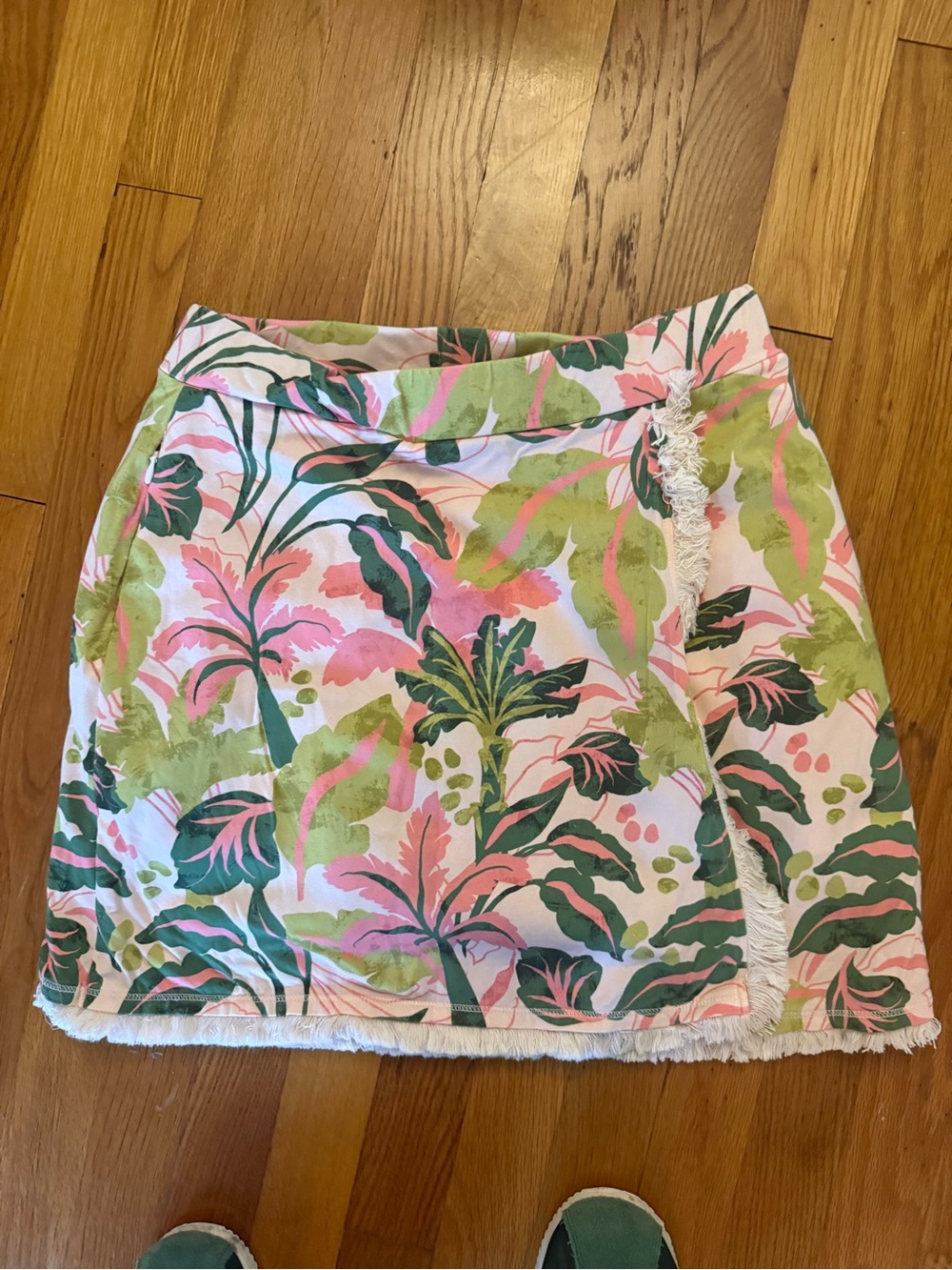 Tropical Floral Wrap Tennis Skort with Built-In Shorts